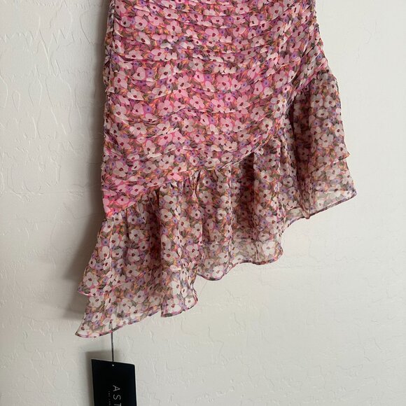 NWT ASTR Womens Pink Floral Asymmetric Sleeveless Mini Body Con Dress S - Picture 10 of 11